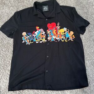 Tune squad Space‎ Jam A New Legacy Black Button Up Shirt Men's Size L